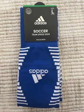 adidas Blue and White Soccer Team Speed Socks - Large